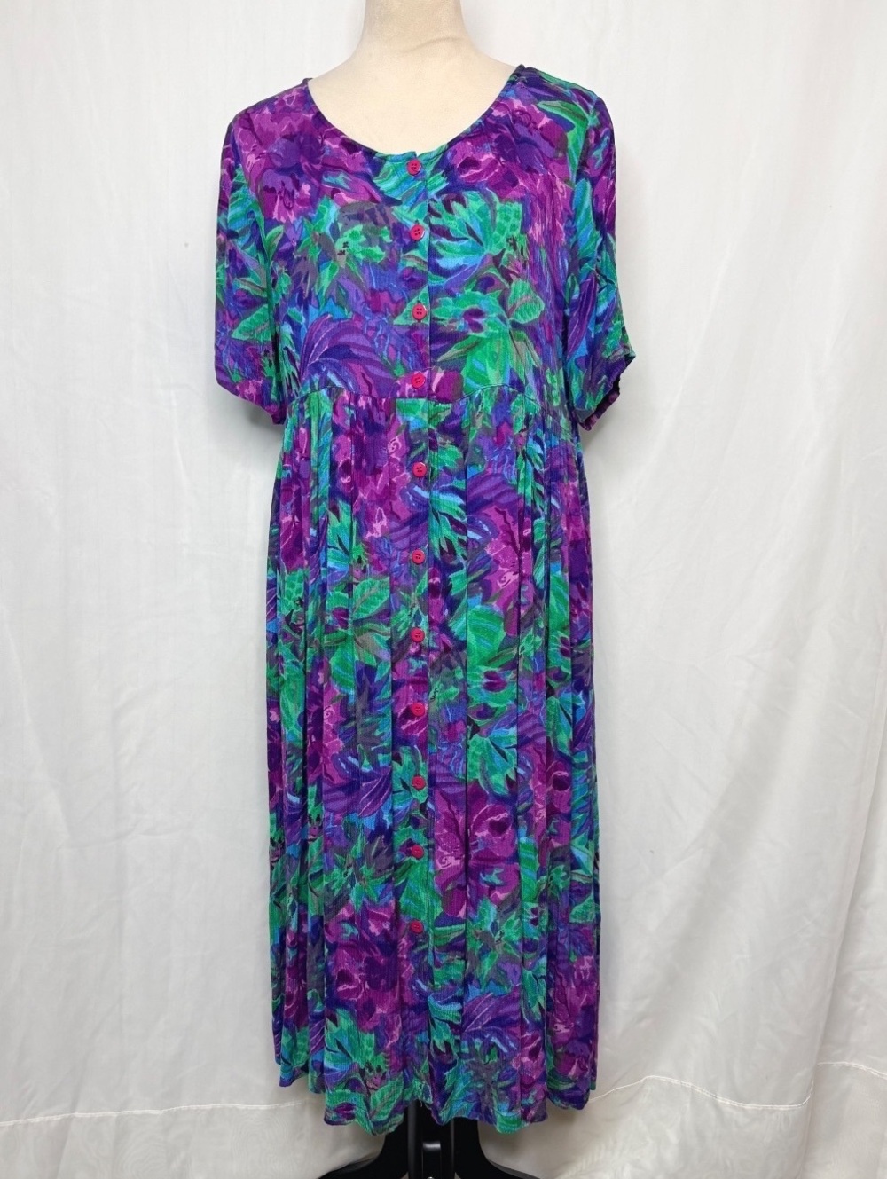 90’s Vintage La Cera Comfortwear Floral Rayon Midi Maxi Dress